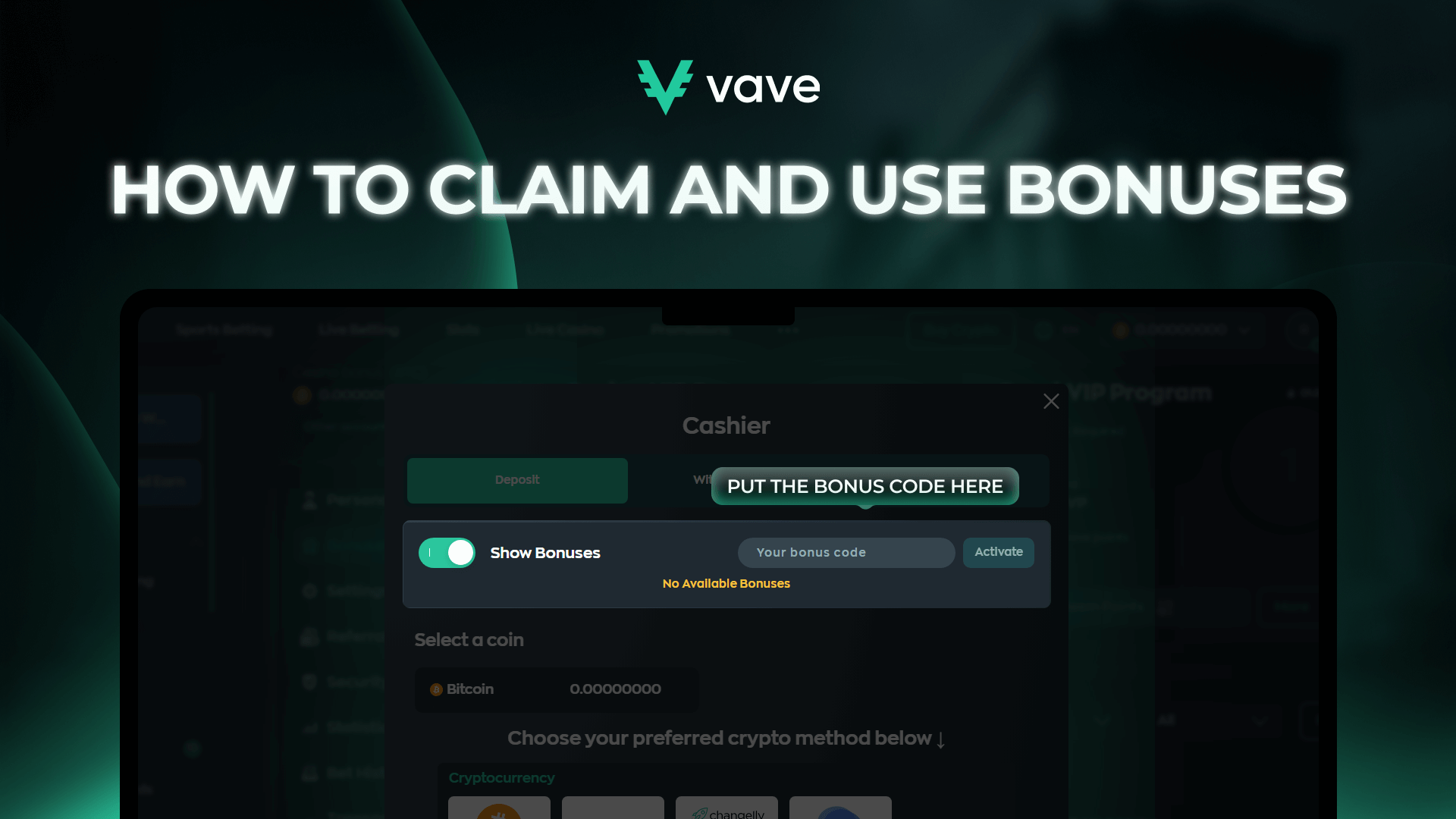 How to claim bonuses on Vave