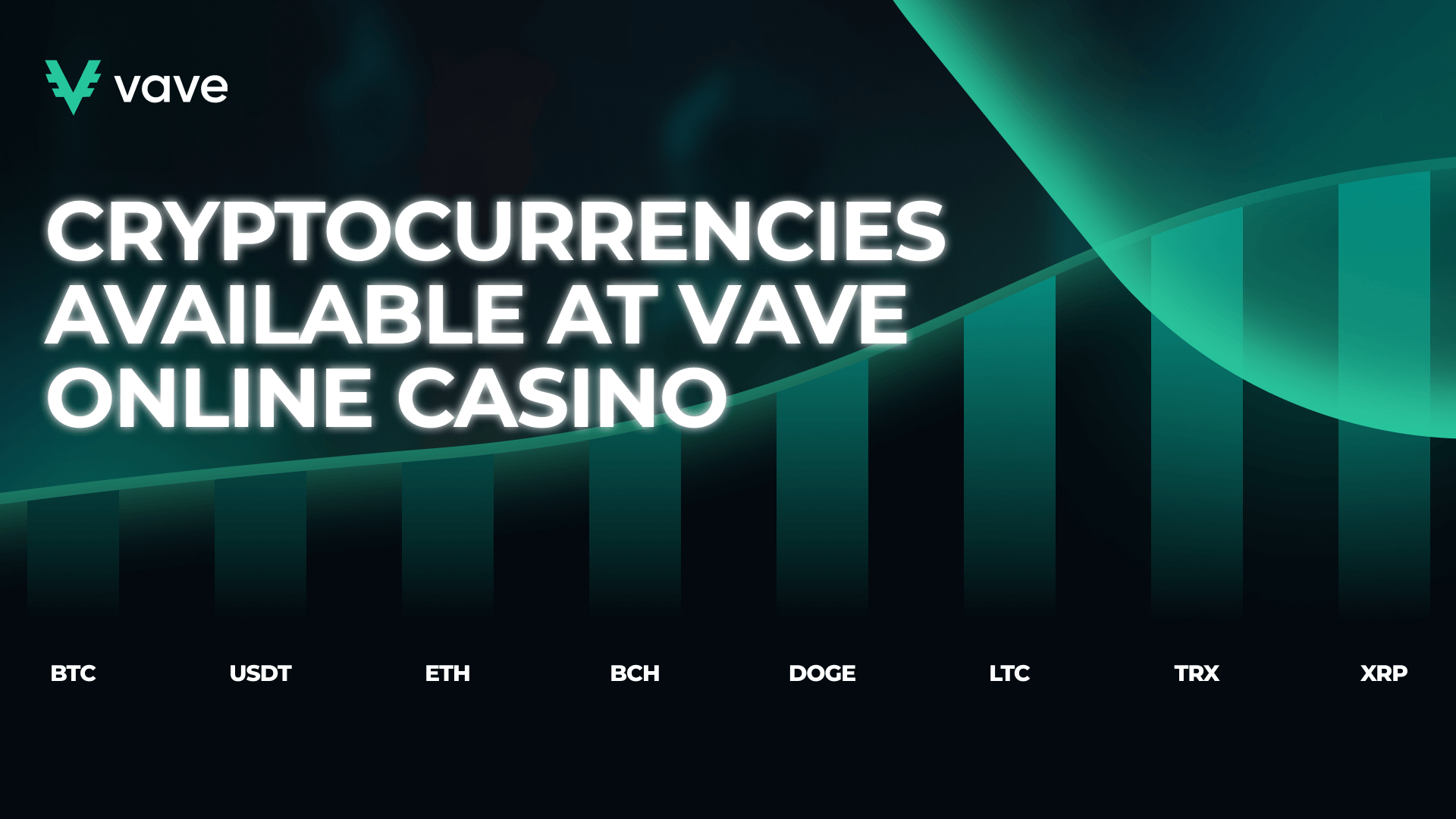 Cryptocurrencies available at Vave online casino